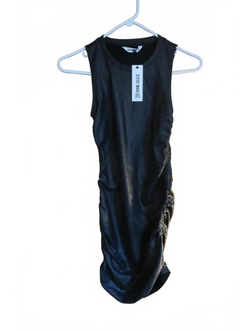 Steve Madden Black Sleeveless Faux Leather Dress Size xs - Picture 1 of 4